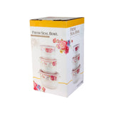 Set  caserole Ceramice cu Capace de Plastic, Model Floral