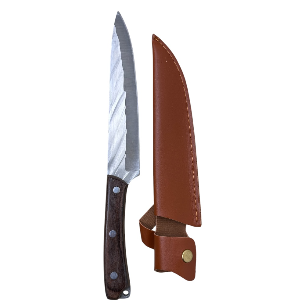 Cutit pentru Carne Otel inoxidabil, Maner de lemn si Husa din piele, 21/30 cm