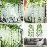 Crenguta Wisteria/Glicina Artificial pentru Aranjamente Florale, 110 cm , ALB