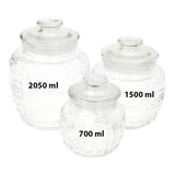 Set 3 Borcane Condimente cu capac, sticla, 700/1050/2050ML