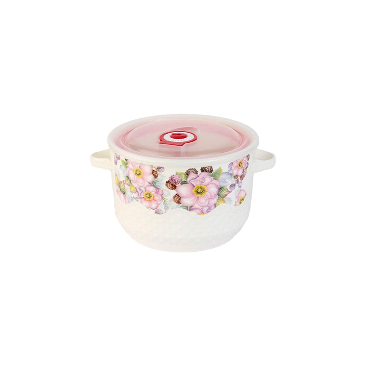 Set  caserole Ceramice cu Capace de Plastic, Model Floral