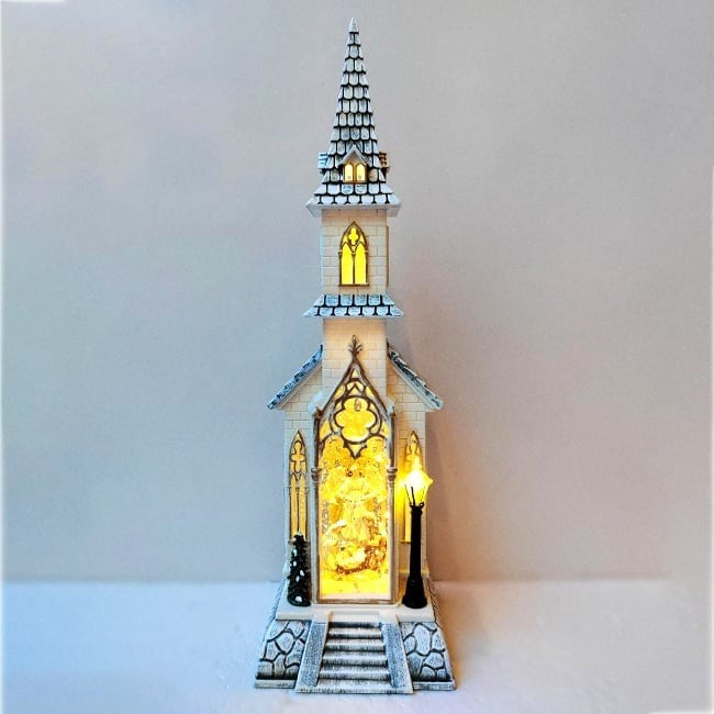 Decoratiune luminoasa , muzicala, capela cu scena nasterii Domnului ,45 x 14 cm