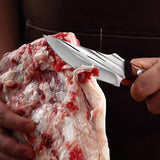 Cutit pentru Carne, Maner de lemn si Husa din piele, 21 cm