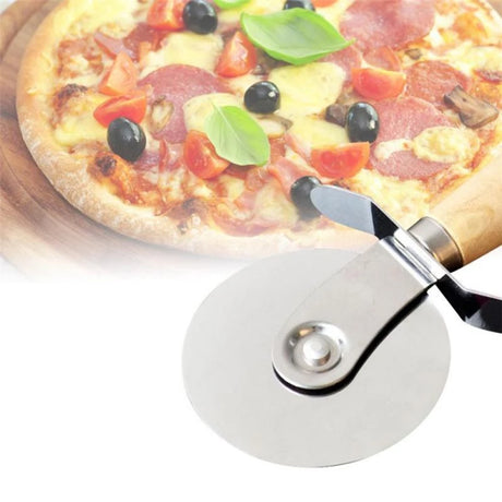 Feliator Pizza cu Maner din Lemn, 24 cm, bucatarie, taiere, aluat