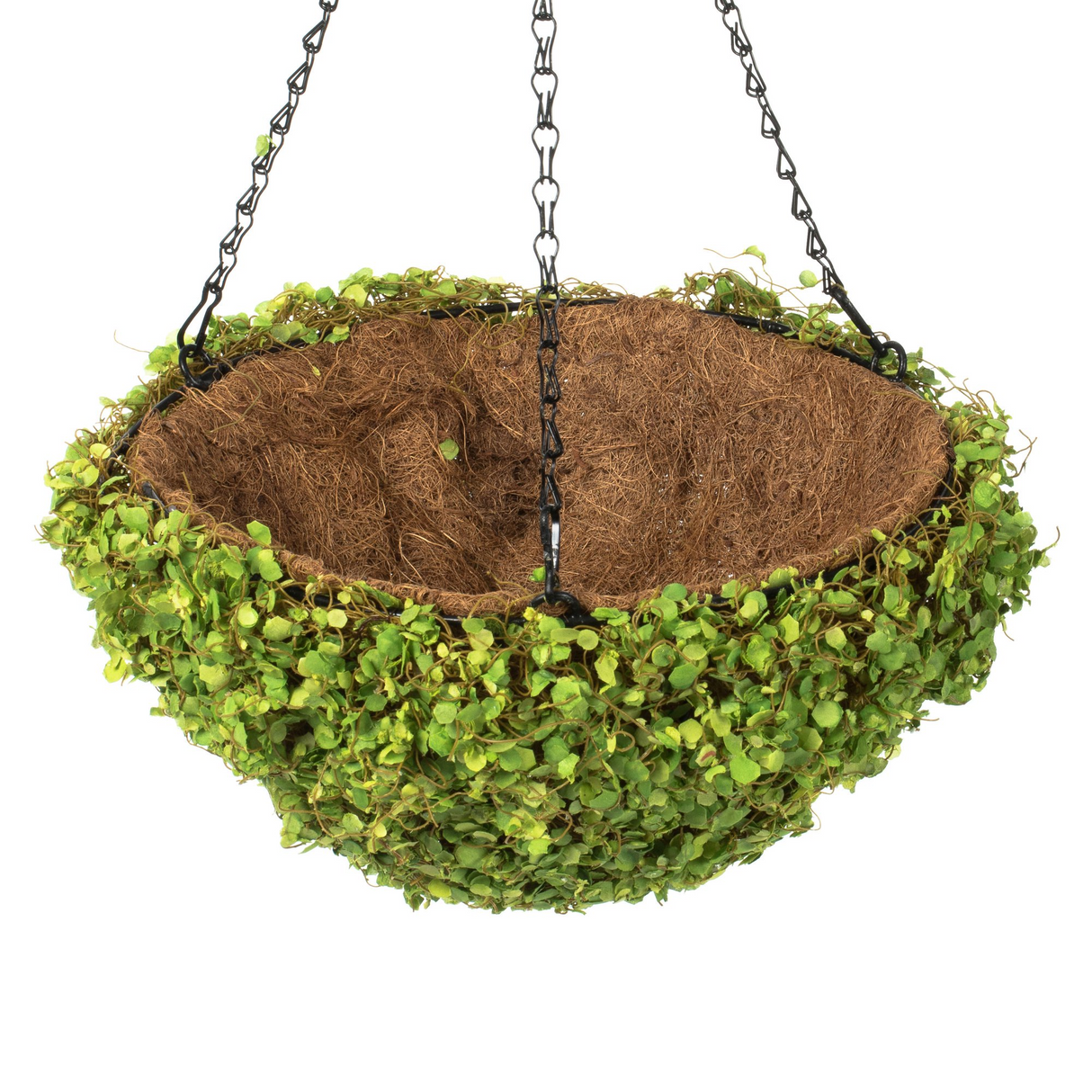 Cos Suspendat de Flori , Substrat Cocos, cu Frunze Artificiale Verzi, 30 cm