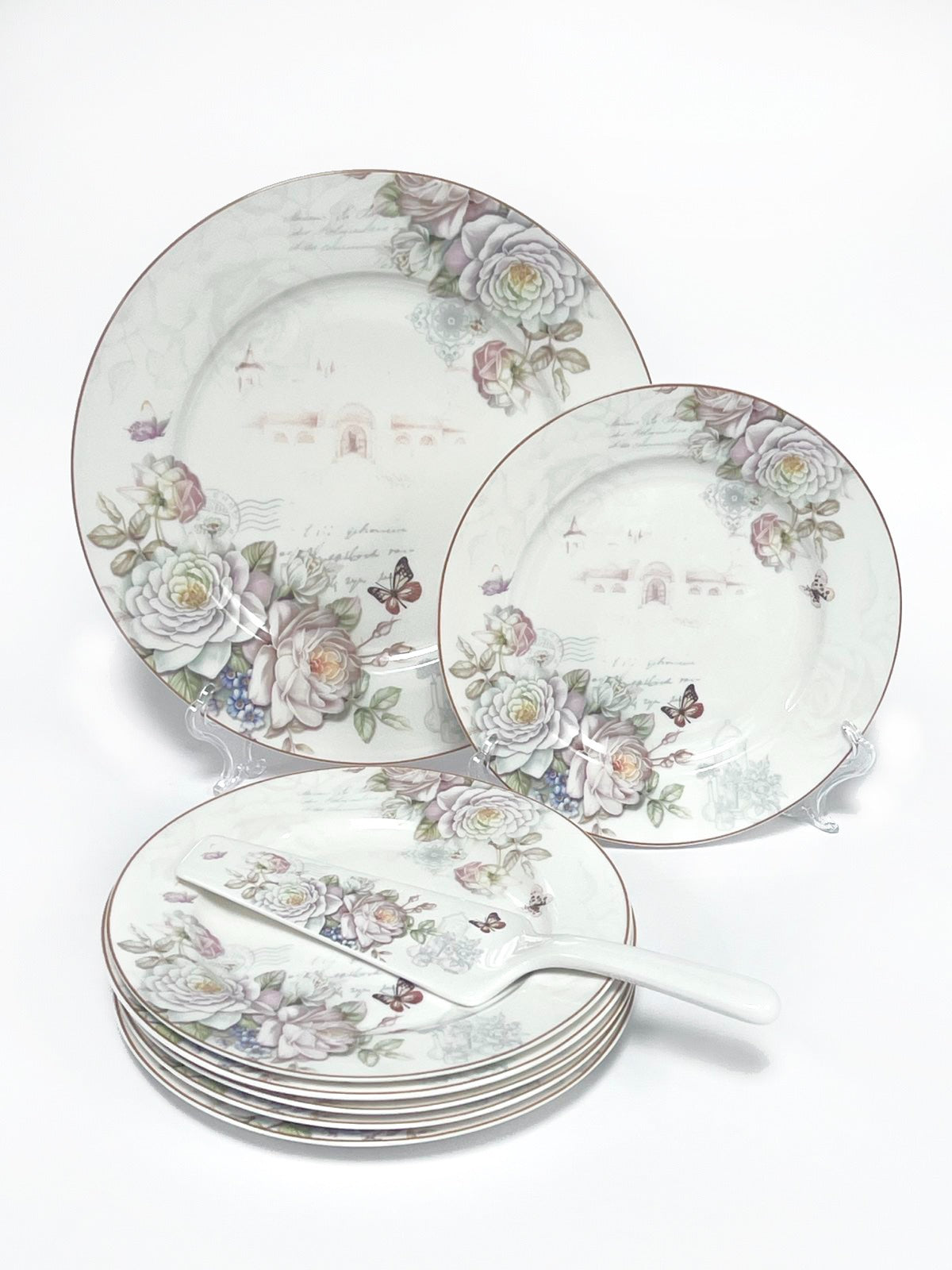 Set Tort, 8 piese, Ceramica, Model floral