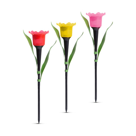 Lampă solară Lalea LED - galben / roșu / roz - 31 cm