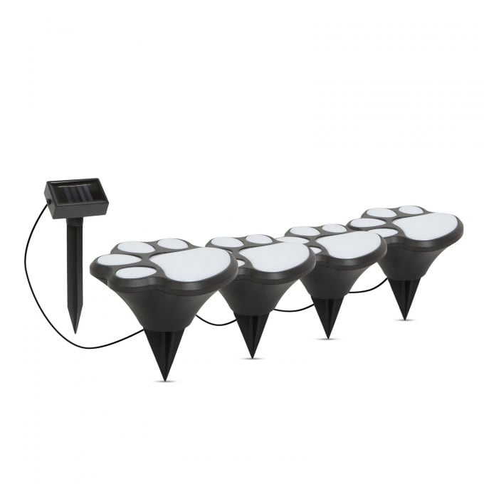 Lampa solara LED cu pexiglas, model amprenta de caine, Plastic negru