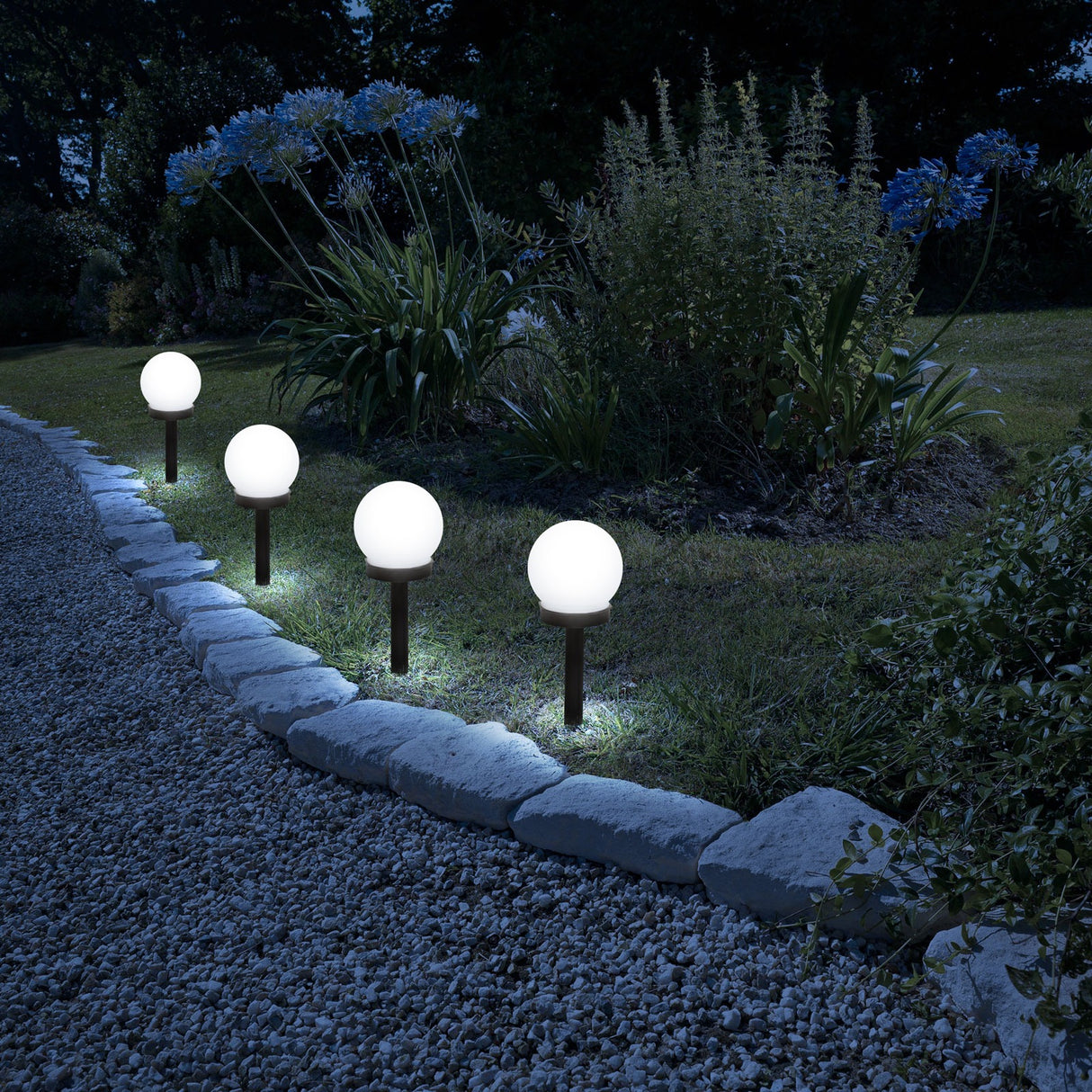 Lampa solara LED - sferică, alb rece - Ø10 cm