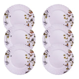 Set 6 Farfurii Intimnse opal, model floral-pasari, 25.5 cm
