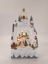 Decoratiune Muzicala - Casa de Anul Nou cu om de zapada, cu apa si scilipic miscator , 28x15 x10 cm