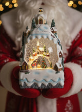 Decoratiune Muzicala - Casa de Anul Nou cu om de zapada, cu apa si scilipic miscator , 28x15 x10 cm