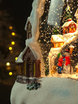 Decoratiune Muzicala - Casa de Anul Nou cu om de zapada, cu apa si scilipic miscator , 28x15 x10 cm