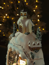 Decoratiune Muzicala - Casa de Anul Nou cu om de zapada, cu apa si scilipic miscator , 28x15 x10 cm