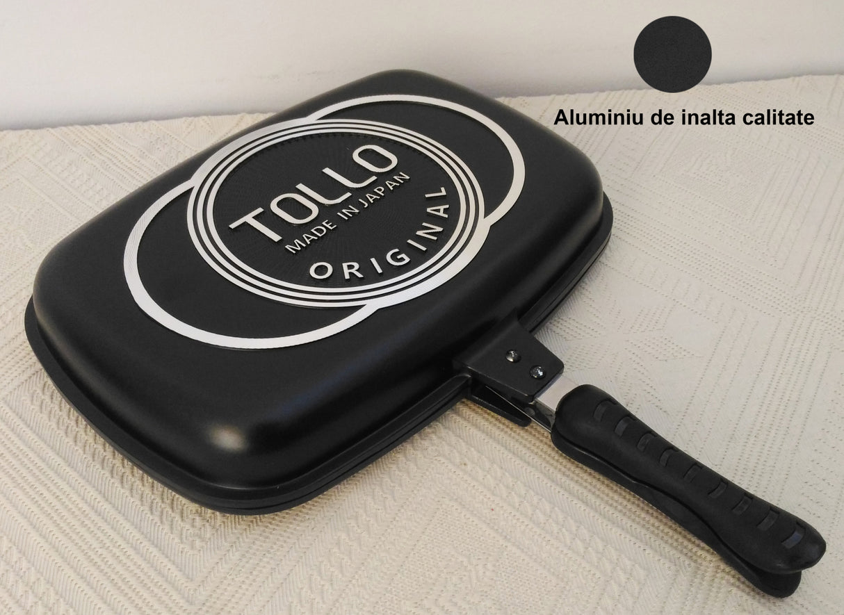 Tigaie Grill dubla Tollo din Aluminiu cu invelis antiaderent si maner cu Magnet, 36cm