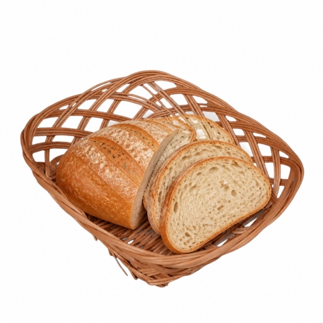 Cos pentru paine/servire rustic, din rachita,dreptunghiular,20x25x6 cm