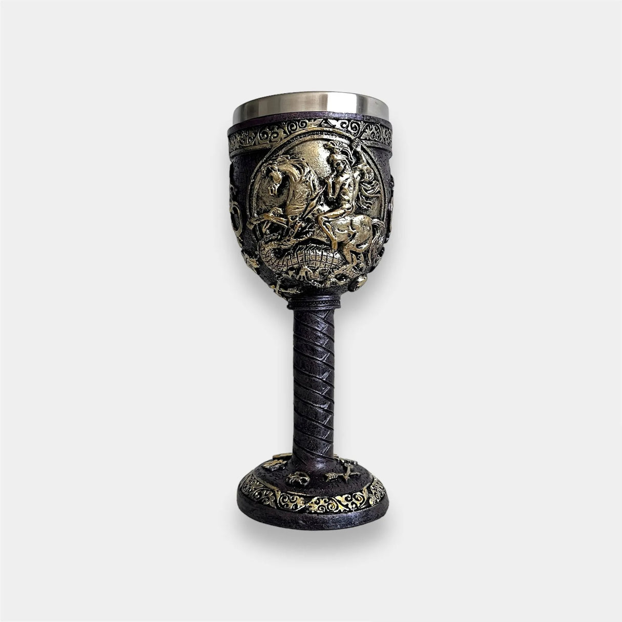 Pocal de Vin Medieval din Rasina si Inox , cu Pereti Dubli , 19x7 cm