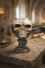 Pocal de Vin Medieval din Rasina si Inox , cu Pereti Dubli , 19x7 cm