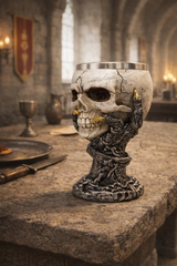 Pocal de Vin Medieval din Rasina si Inox , cu Pereti Dubli , 19x7 cm