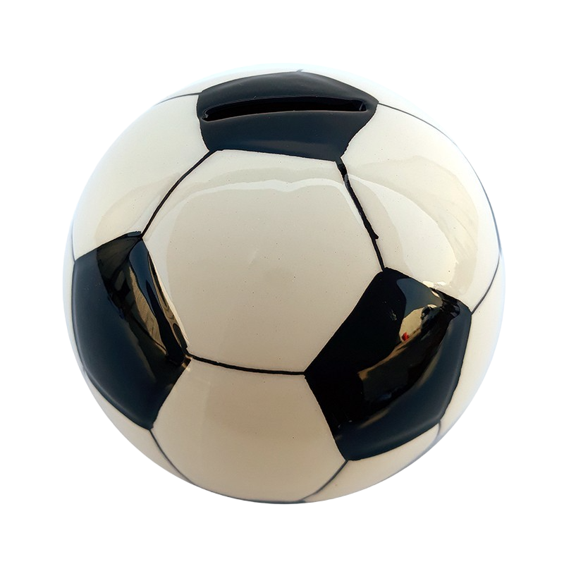 Pusculita Ceramica, Alb Negru, Model Minge de Fotbal, 10x8 cm