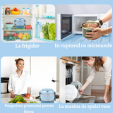 Caserolă Termica pentru Alimente,2 compartimente cu Maner si Capac Etans,1.4 litri,15x15 cm