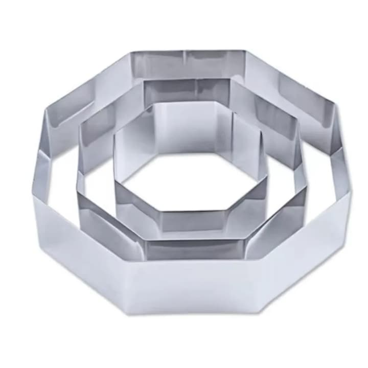 Set 3  Forme Prajituri, Otel Inoxidabil, 10/15/20 x 4.5 cm