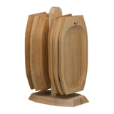 Set 6 farfurii cu suport, dreptunghiular, lemn fag, 24 x 14 cm