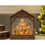 Decoratiune Muzicala - Iesle Nasterea, cu apa si sclipici miscator, 25 cm