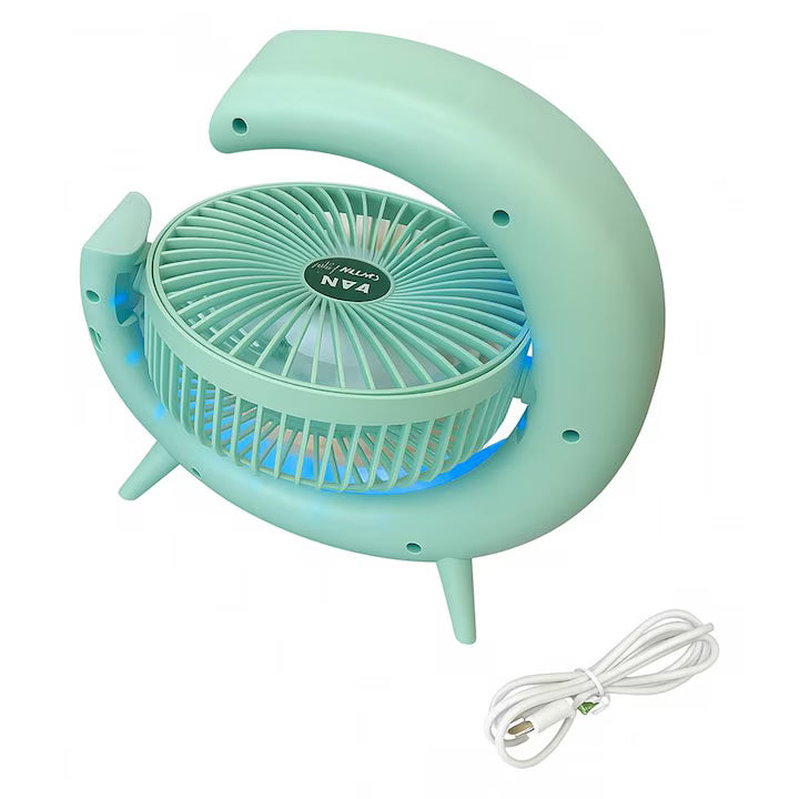 Ventilator de Birou Portabil cu USB, Lumini LED, 3 Trepte de Viteza