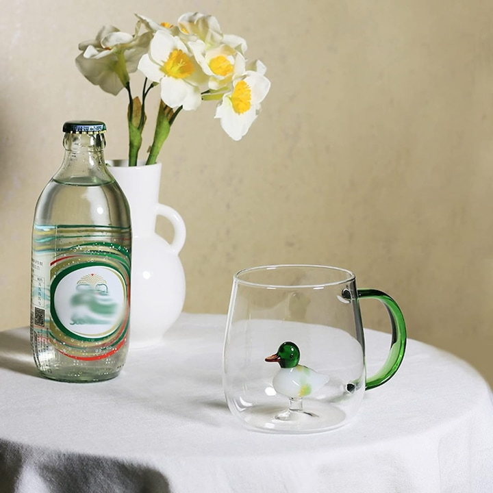 Cana din sticla borosilicata, 3D , 350 ml