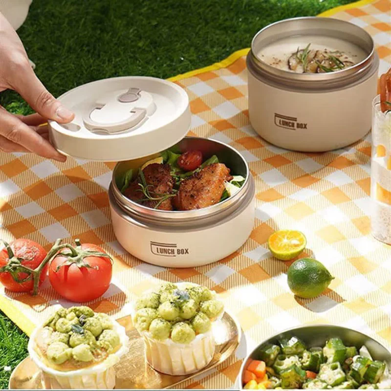 Set 4 caserole termice cu geantă termoizolanta -  interior metalic, capace etanse, lunch box