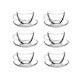 Set Cesti Cafea din Sticla Transparente si Farfurii,  220 ml