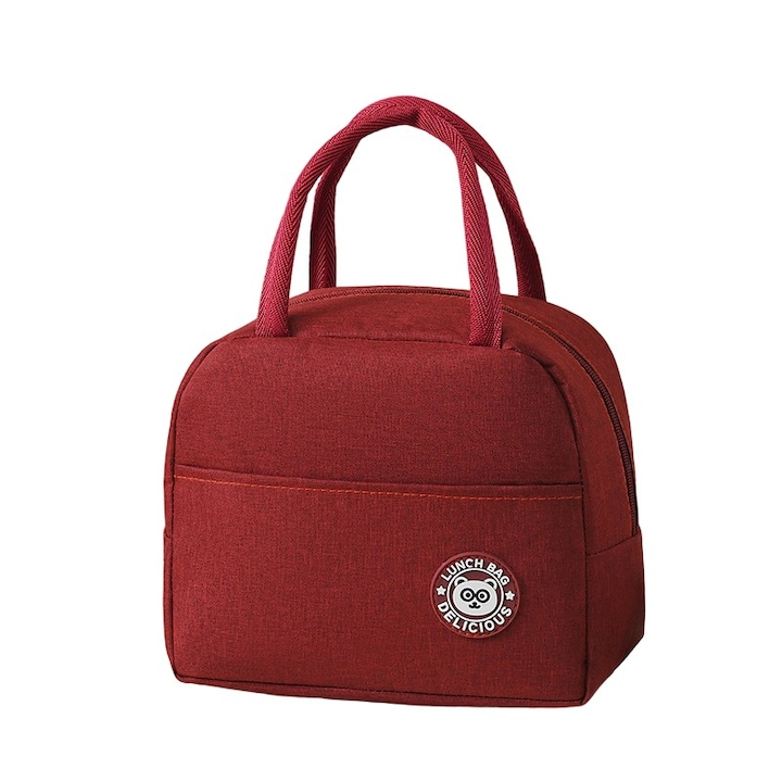 Geanta Termica pentru Pranz, Impermeabila, cu Manere, Buzunar Exterior, 22x14x19 cm, Gri