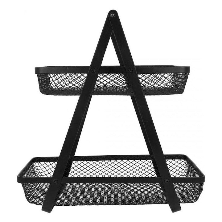Fructiera etajata, Metal+Lemn, 27x18x29 cm