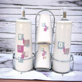 Set 4 piese Oliviera Ceramica cu suport Metalic