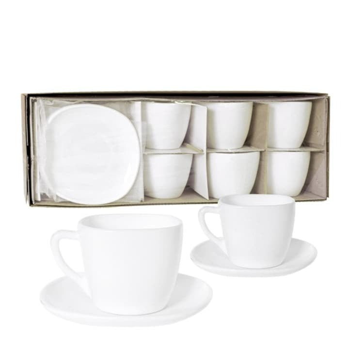 Set 6 cani de Cafea cu farfurie, 220 ml, Opal