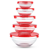 Set 5 boluri din sticla cu capac din plastic