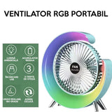 Ventilator de Birou Portabil cu USB, Lumini LED, 3 Trepte de Viteza