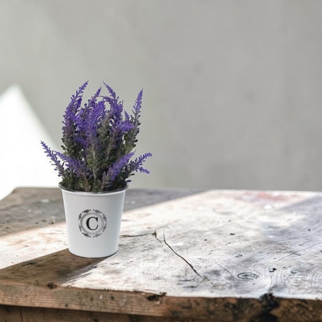 Lavanda artificiala in ghiveci Metalic, 27x10.5 cm