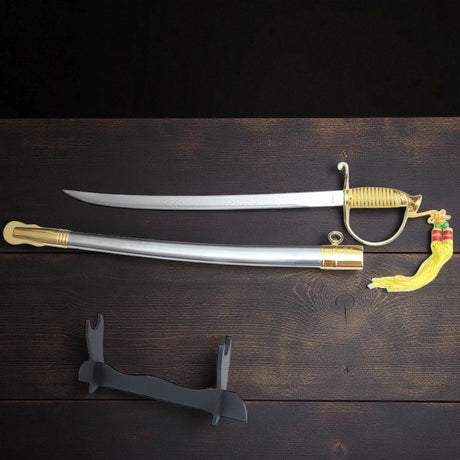 Sabie tip Muschetar cu suport de lemn ,otel inox, 58 cm , 510 g