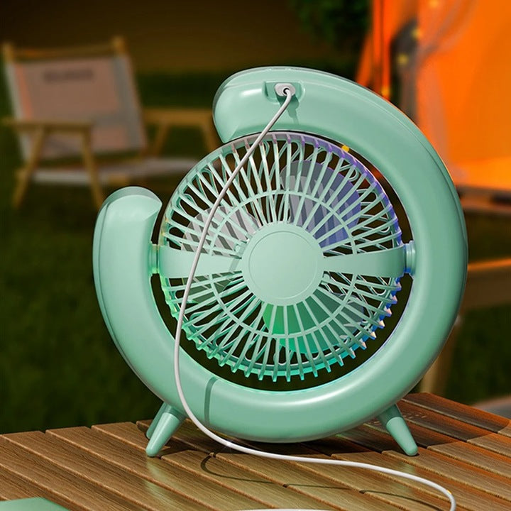 Ventilator de Birou Portabil cu USB, Lumini LED, 3 Trepte de Viteza