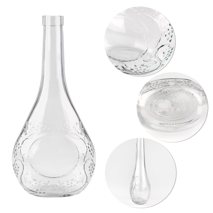 Sticla Bautura,model de struguri, inchidere etansa cu dop sintetic , 500 ml