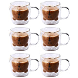 Set 6 cani de Cafea, Pereti Dubli, Sticla Termorezistenta, Model Ursulet, 260 ml