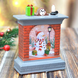 Ornament de Craciun, mini semineu cu led colorat , 15 cm