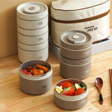 Set 4 caserole termice cu geantă termoizolanta -  interior metalic, capace etanse, lunch box
