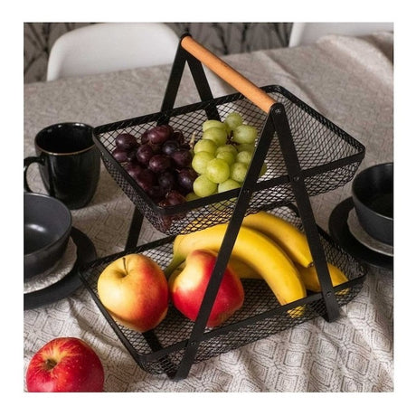 Fructiera etajata, Metal+Lemn, 27x18x29 cm