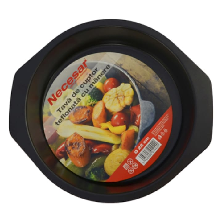 Tava de cuptor cu acoperire antiaderenta, cu manere, 22 cm