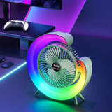 Ventilator de Birou Portabil cu USB, Lumini LED, 3 Trepte de Viteza