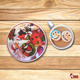 Set 6 Cesti Espresso si 6 Farfurioare, Model Craciun , Ceramica, Cutie Cadou,100 ml