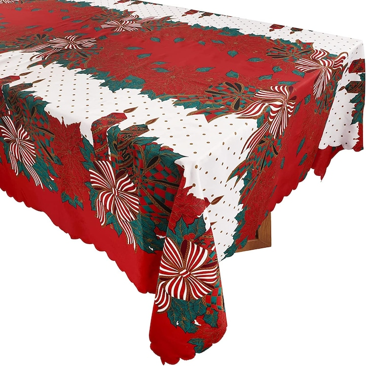Fata de masa Craciun, 150x180cm, poliester rezistent, multicolor